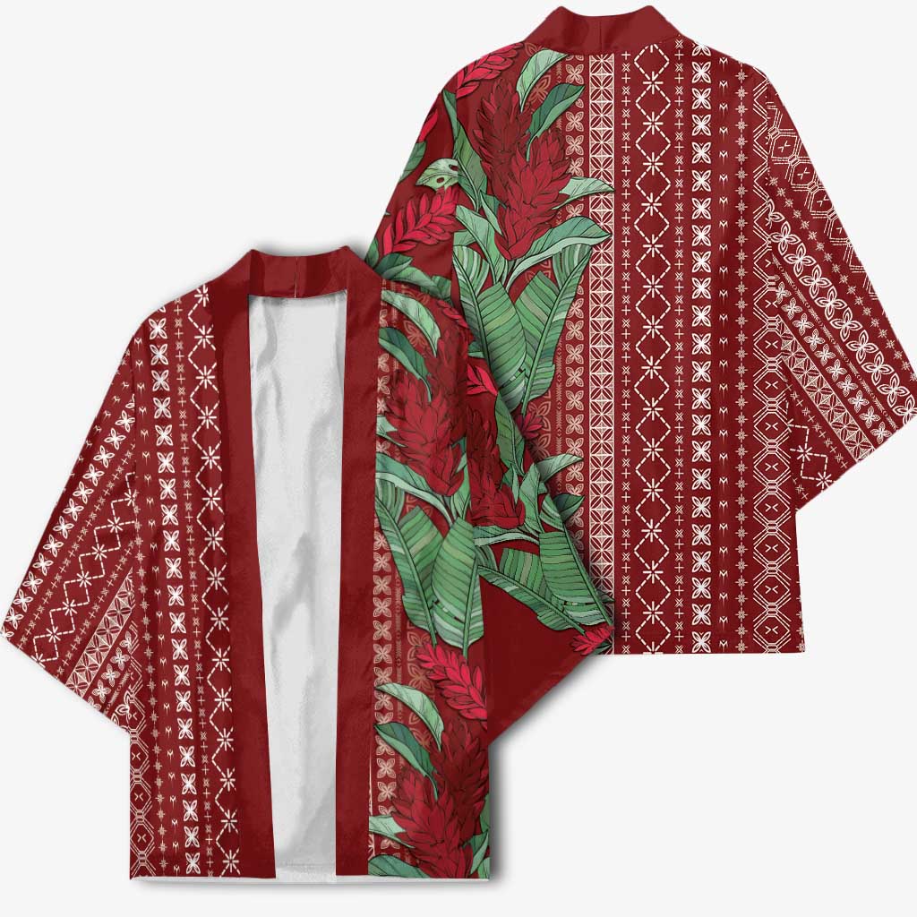 Women's Day Samoa Malu Tattoo Inspired Mix Teuila Kimono Scarlet