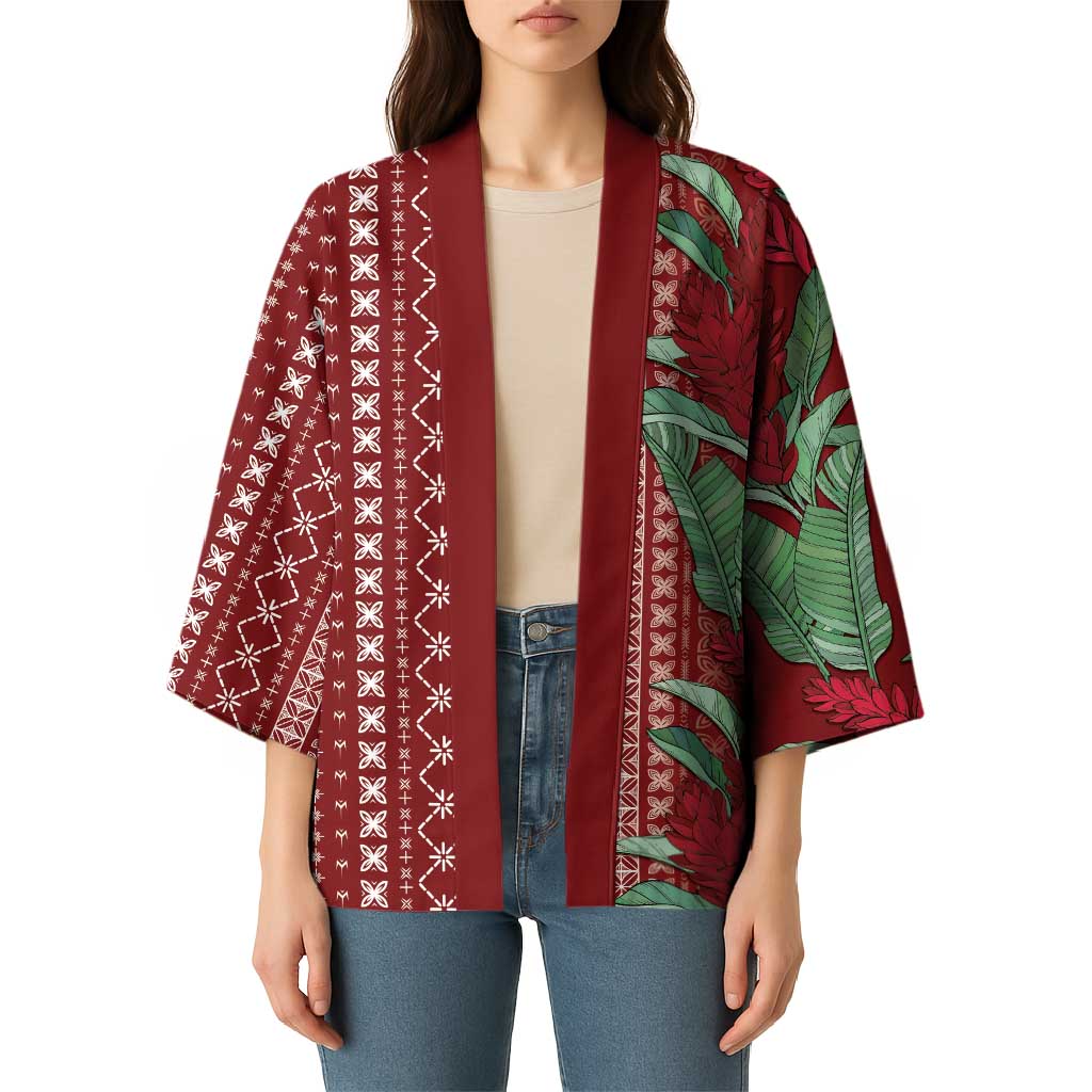 Women's Day Samoa Malu Tattoo Inspired Mix Teuila Kimono Scarlet