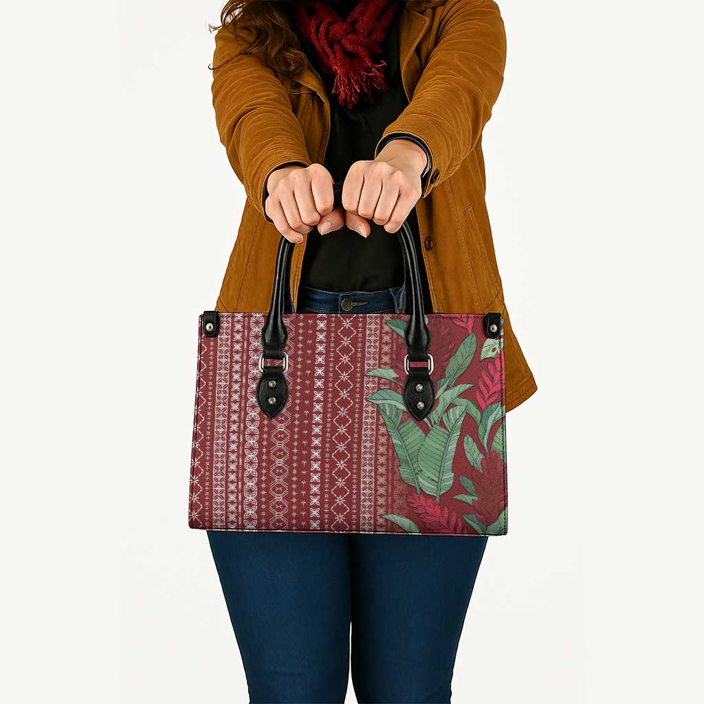 Women's Day Samoa Malu Tattoo Inspired Mix Teuila Leather Bag Scarlet