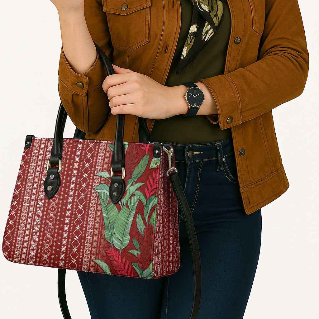Women's Day Samoa Malu Tattoo Inspired Mix Teuila Leather Bag Scarlet