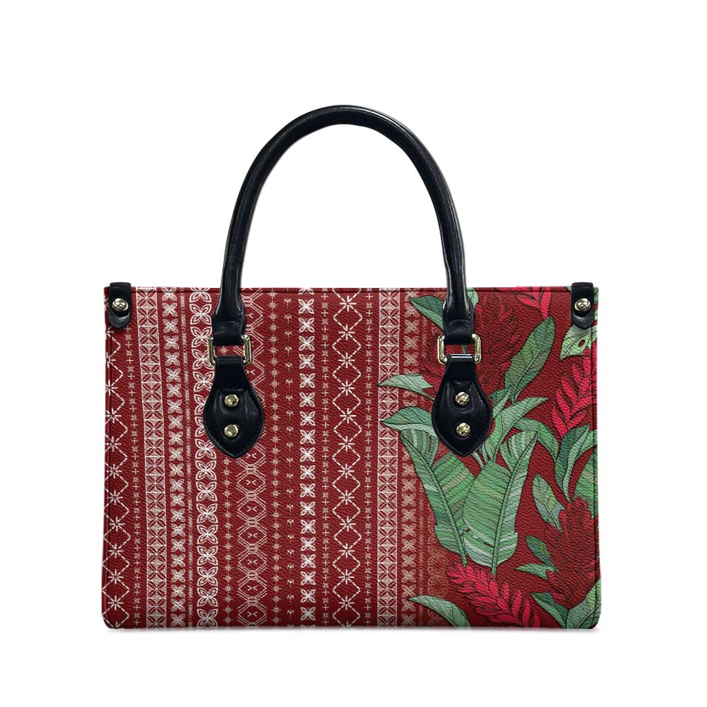 Women's Day Samoa Malu Tattoo Inspired Mix Teuila Leather Bag Scarlet