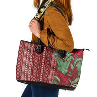 Women's Day Samoa Malu Tattoo Inspired Mix Teuila Leather Tote Bag Scarlet