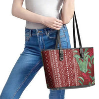 Women's Day Samoa Malu Tattoo Inspired Mix Teuila Leather Tote Bag Scarlet