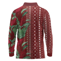 Women's Day Samoa Malu Tattoo Inspired Mix Teuila Long Sleeve Polo Shirt Scarlet