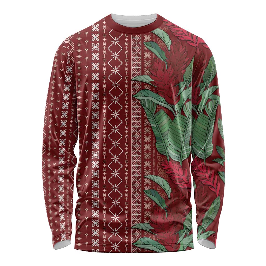 Women's Day Samoa Malu Tattoo Inspired Mix Teuila Long Sleeve Shirt Scarlet LT7 Unisex Scarlet - Polynesian Pride