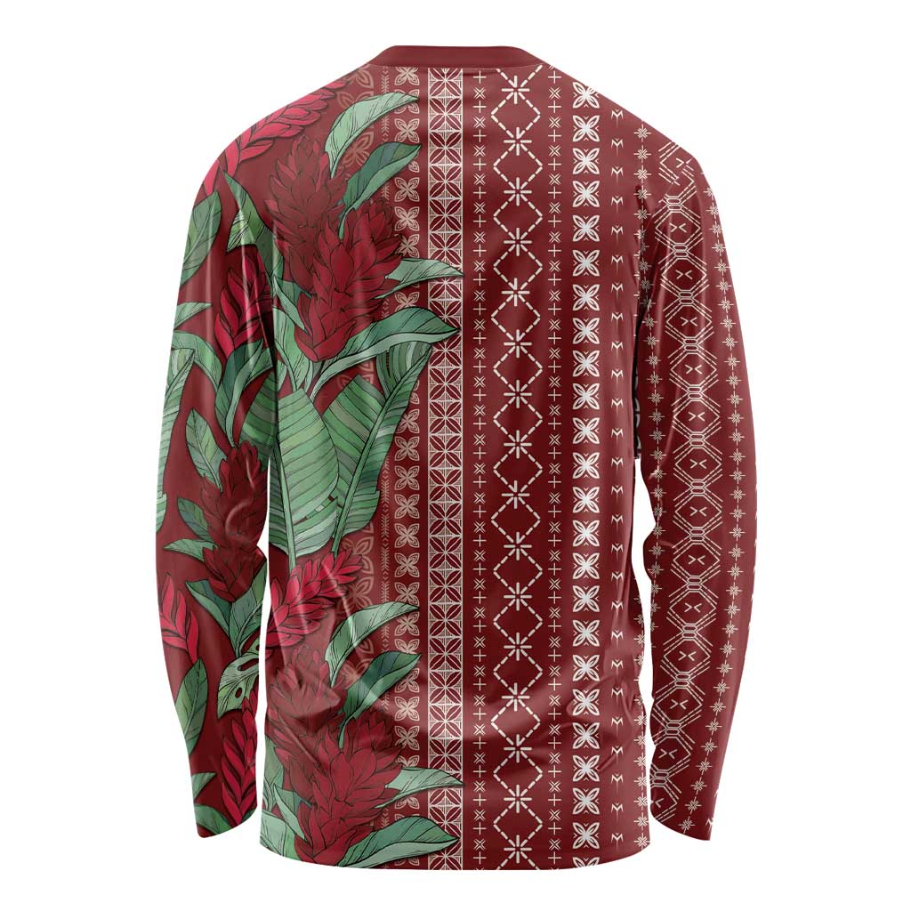 Women's Day Samoa Malu Tattoo Inspired Mix Teuila Long Sleeve Shirt Scarlet