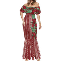 Women's Day Samoa Malu Tattoo Inspired Mix Teuila Mermaid Dress Scarlet