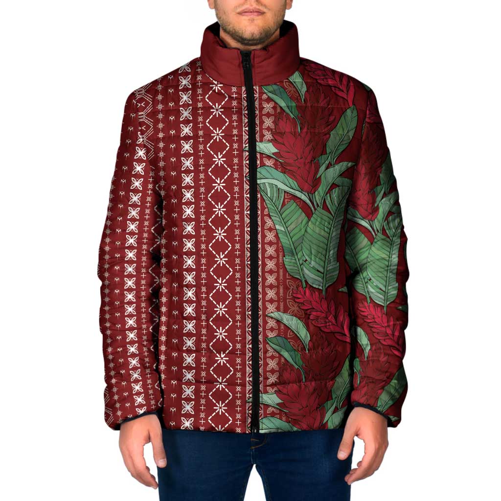 Women's Day Samoa Malu Tattoo Inspired Mix Teuila Padded Jacket Scarlet