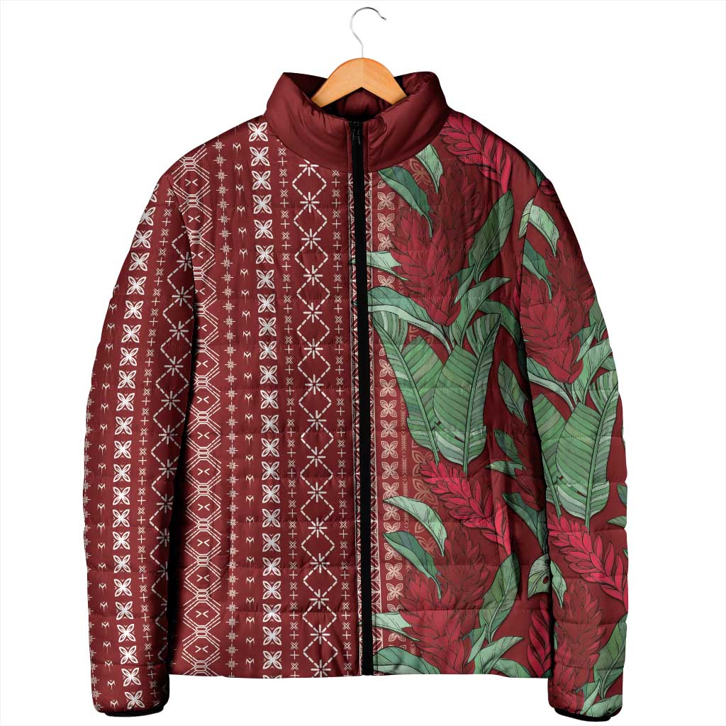 Women's Day Samoa Malu Tattoo Inspired Mix Teuila Padded Jacket Scarlet