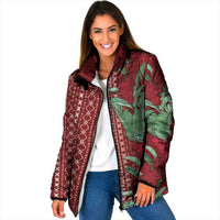 Women's Day Samoa Malu Tattoo Inspired Mix Teuila Padded Jacket Scarlet