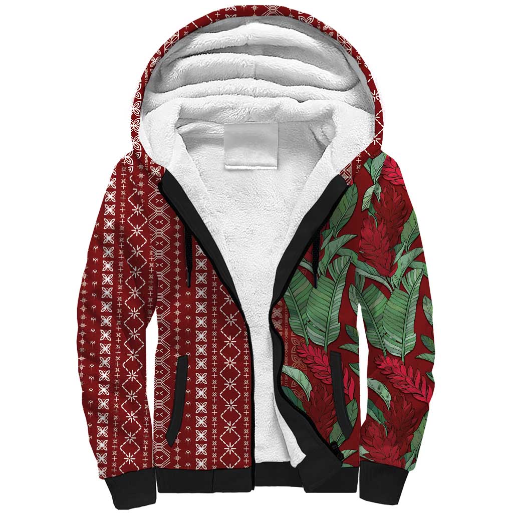 Women's Day Samoa Malu Tattoo Inspired Mix Teuila Sherpa Hoodie Scarlet