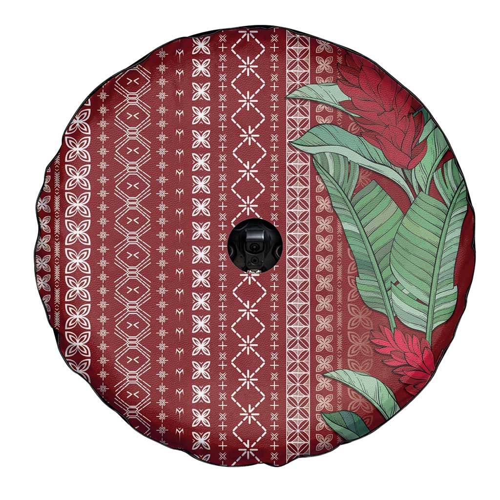 Women's Day Samoa Malu Tattoo Inspired Mix Teuila Spare Tire Cover Scarlet