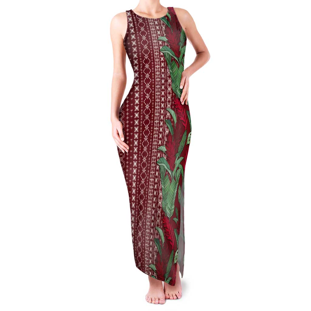 Women's Day Samoa Malu Tattoo Inspired Mix Teuila Tank Maxi Dress Scarlet