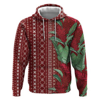 Women's Day Samoa Malu Tattoo Inspired Mix Teuila Zip Hoodie Scarlet