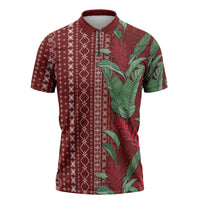 Women's Day Samoa Malu Tattoo Inspired Mix Teuila Zipper Polo Shirt Scarlet