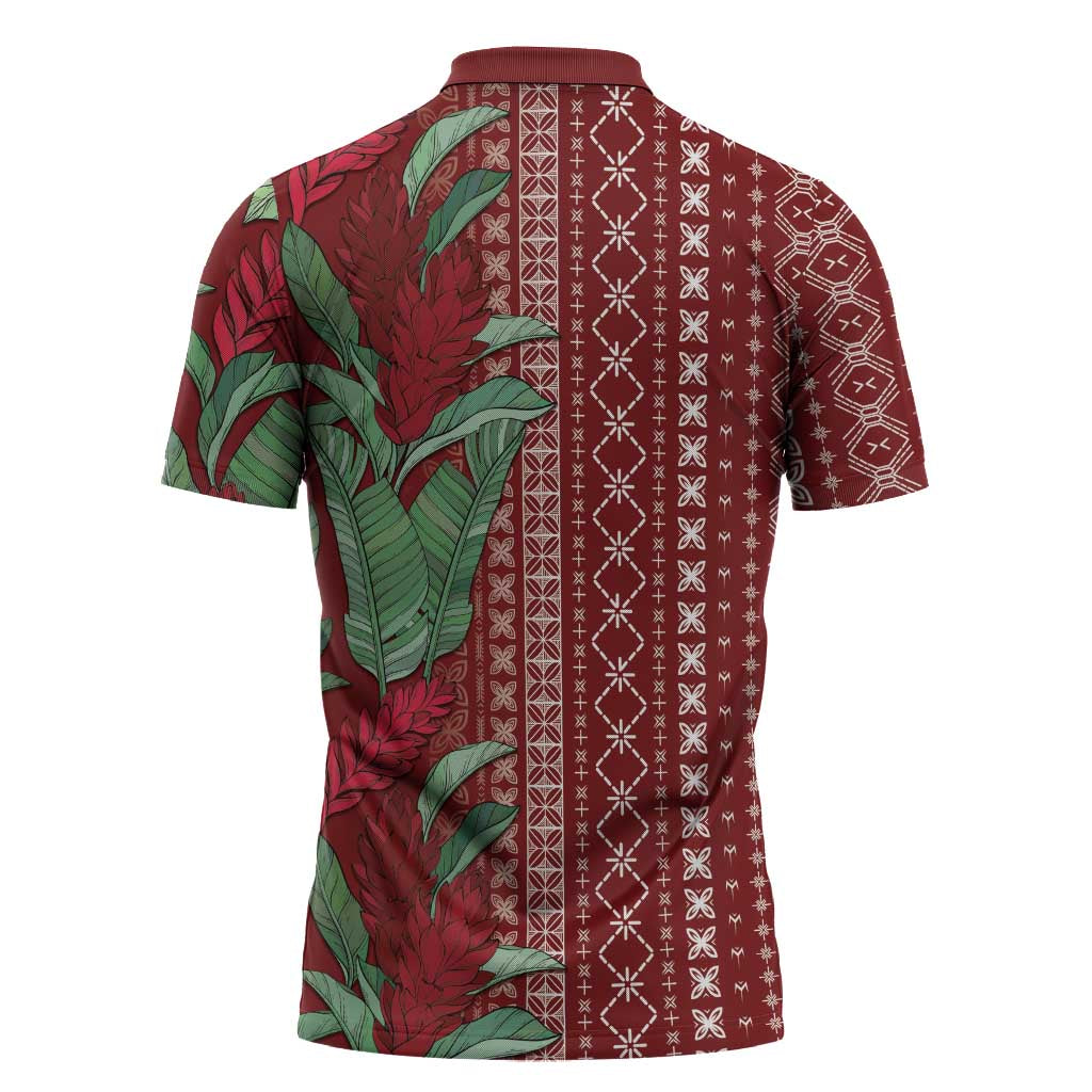 Women's Day Samoa Malu Tattoo Inspired Mix Teuila Zipper Polo Shirt Scarlet