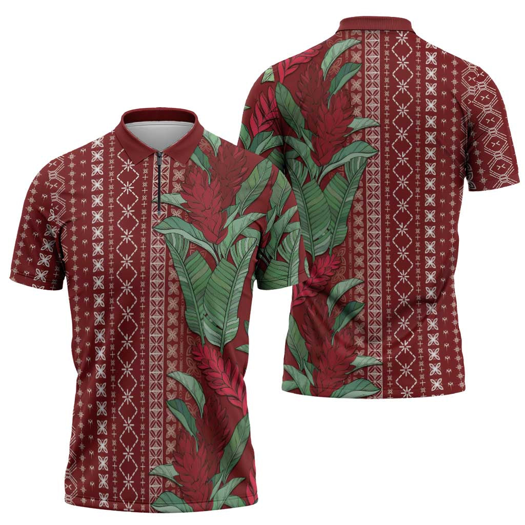 Women's Day Samoa Malu Tattoo Inspired Mix Teuila Zipper Polo Shirt Scarlet