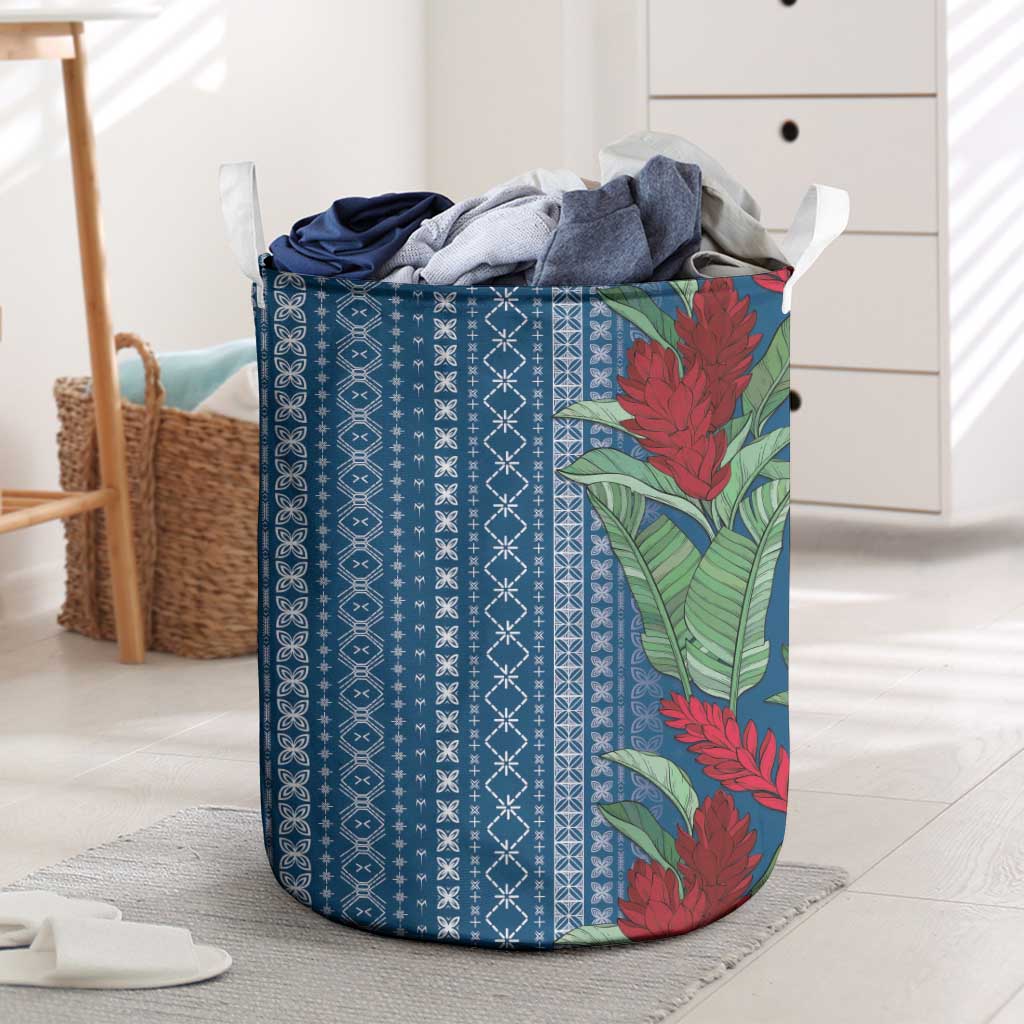 Women's Day Samoa Malu Tattoo Inspired Mix Teuila Laundry Basket Royal Blue
