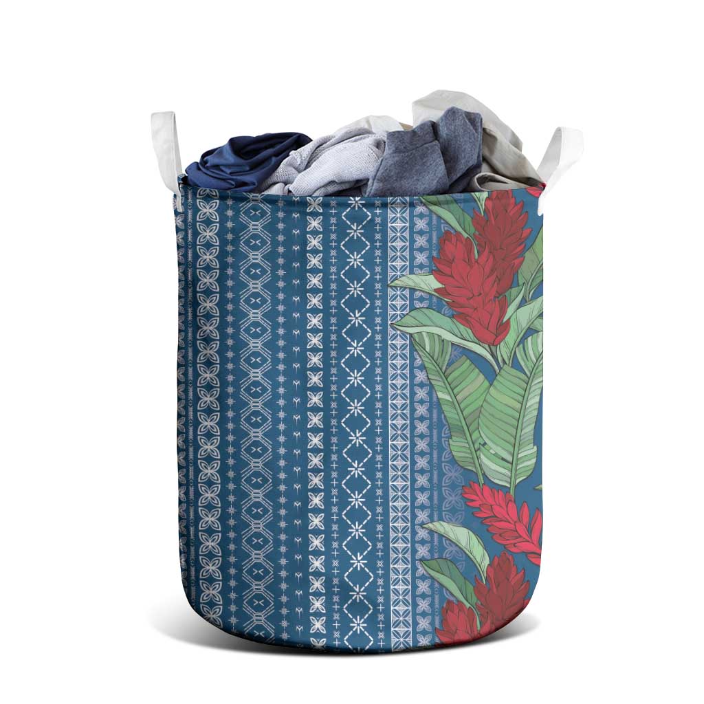 Women's Day Samoa Malu Tattoo Inspired Mix Teuila Laundry Basket Royal Blue