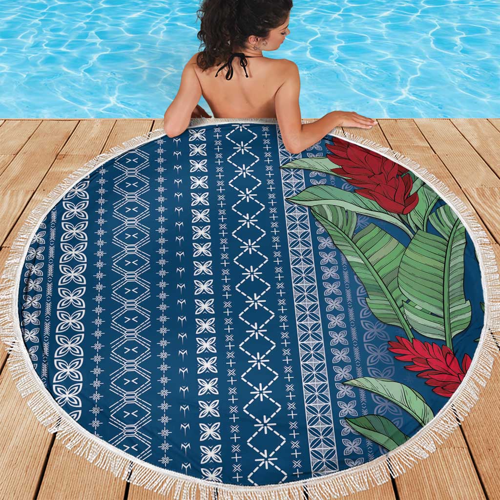 Women's Day Samoa Malu Tattoo Inspired Mix Teuila Beach Blanket Royal Blue