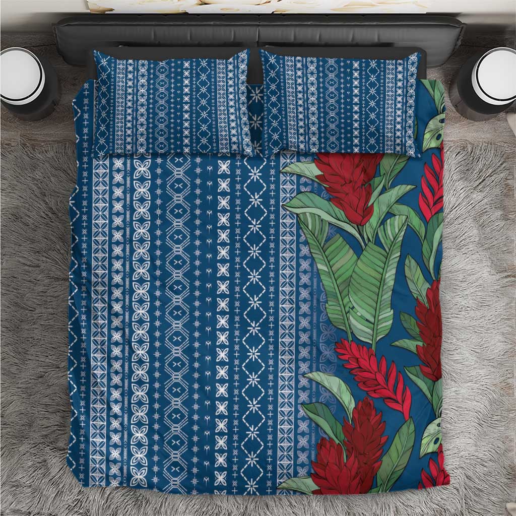 Women's Day Samoa Malu Tattoo Inspired Mix Teuila Bedding Set Royal Blue