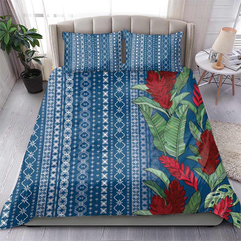 Women's Day Samoa Malu Tattoo Inspired Mix Teuila Bedding Set Royal Blue