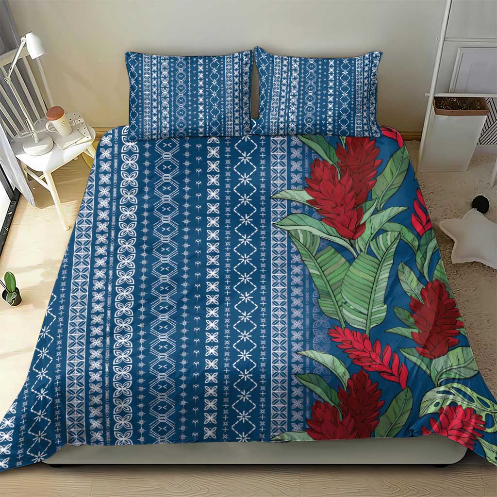 Women's Day Samoa Malu Tattoo Inspired Mix Teuila Bedding Set Royal Blue