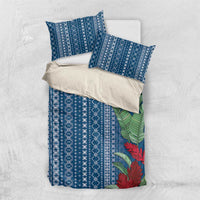 Women's Day Samoa Malu Tattoo Inspired Mix Teuila Bedding Set Royal Blue