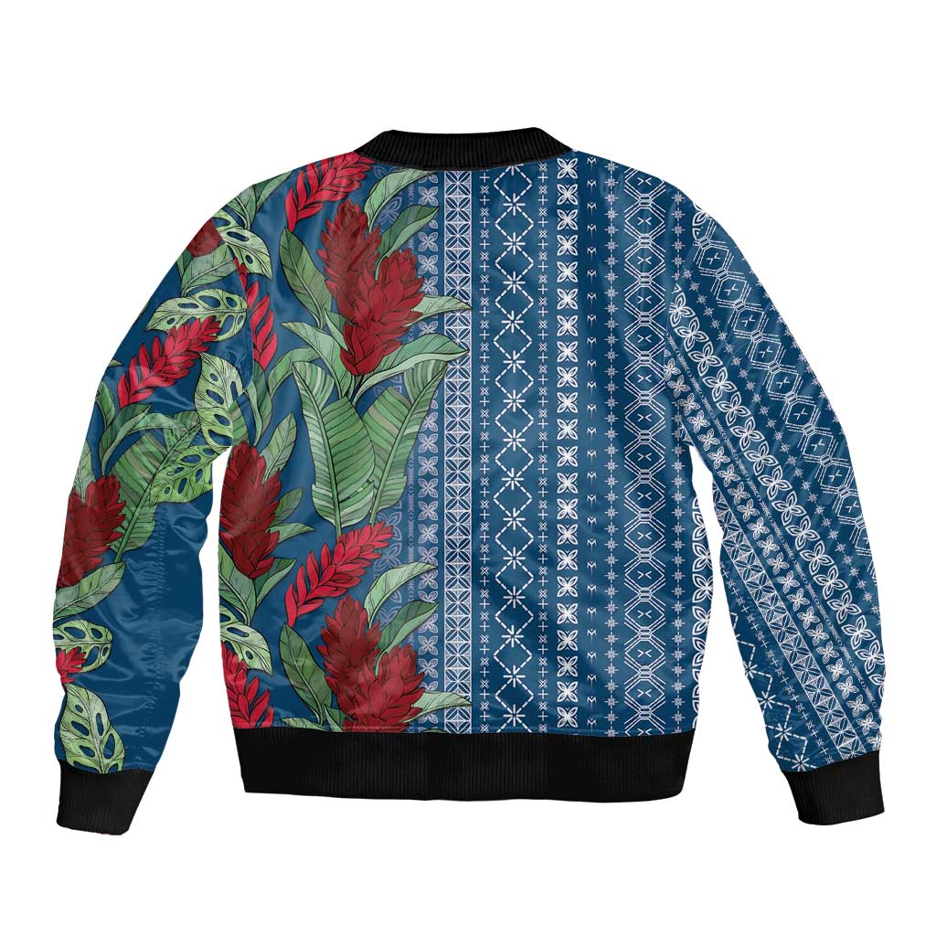 Women's Day Samoa Malu Tattoo Inspired Mix Teuila Bomber Jacket Royal Blue