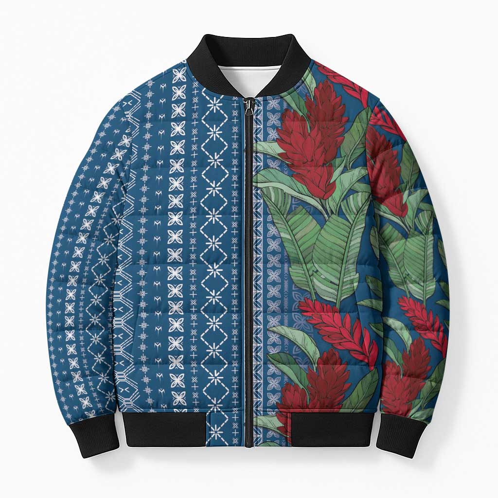 Women's Day Samoa Malu Tattoo Inspired Mix Teuila Bomber Puffer Jacket Royal Blue