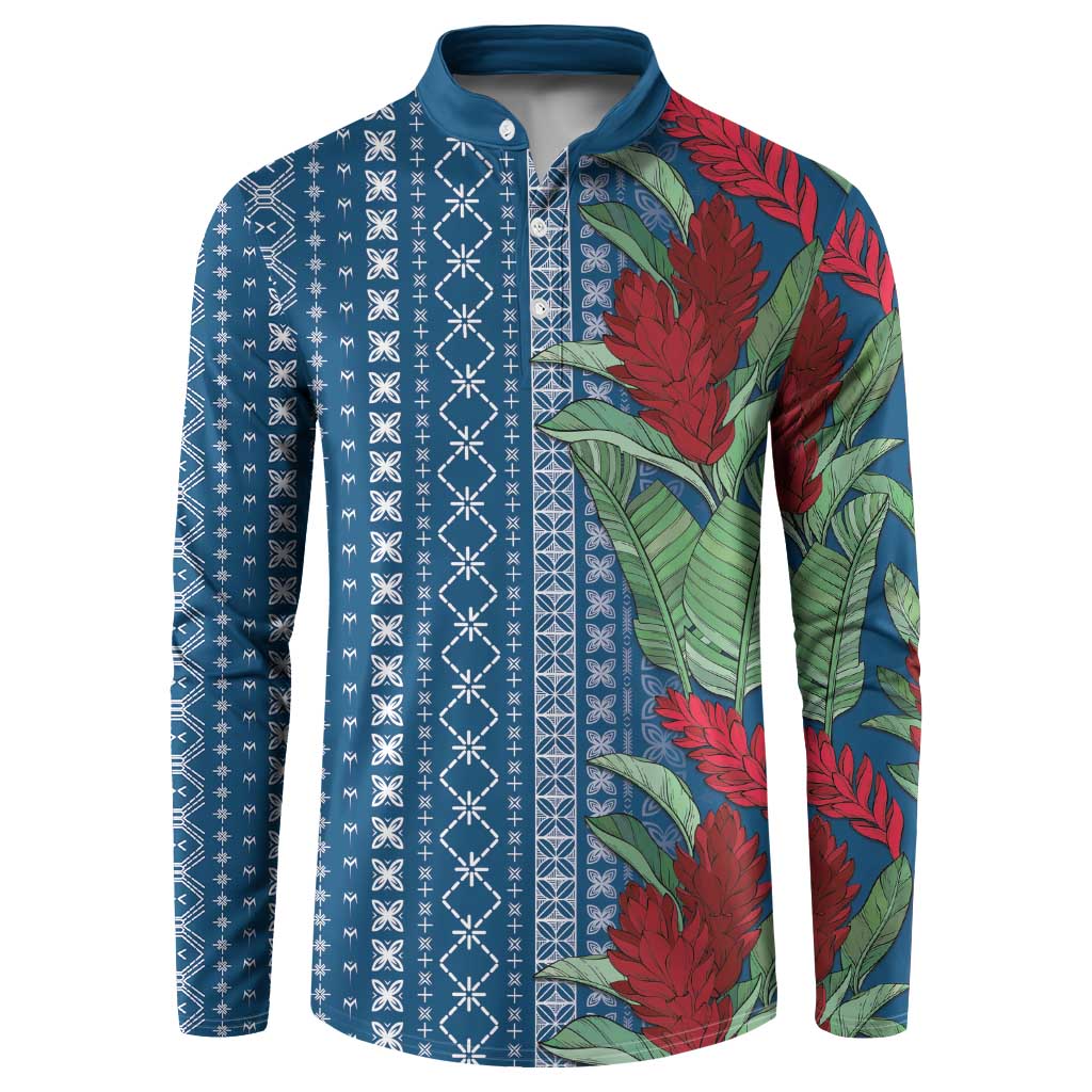 Women's Day Samoa Malu Tattoo Inspired Mix Teuila Button Sweatshirt Royal Blue