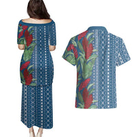 Women's Day Samoa Malu Tattoo Inspired Mix Teuila Couples Matching Puletasi and Hawaiian Shirt Royal Blue LT7 - Polynesian Pride