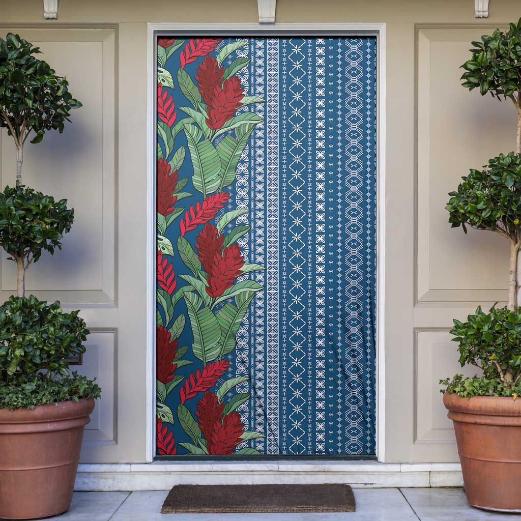 Women's Day Samoa Malu Tattoo Inspired Mix Teuila Door Cover Royal Blue