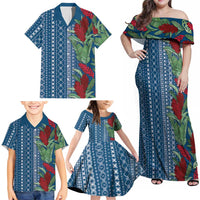 Women's Day Samoa Malu Tattoo Inspired Mix Teuila Family Matching Off Shoulder Maxi Dress and Hawaiian Shirt Royal Blue LT7 - Polynesian Pride