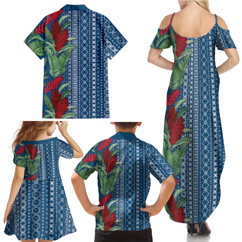 Women's Day Samoa Malu Tattoo Inspired Mix Teuila Family Matching Summer Maxi Dress and Hawaiian Shirt Royal Blue