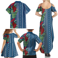 Women's Day Samoa Malu Tattoo Inspired Mix Teuila Family Matching Summer Maxi Dress and Hawaiian Shirt Royal Blue