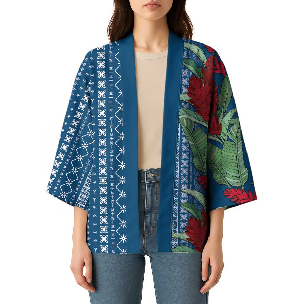 Women's Day Samoa Malu Tattoo Inspired Mix Teuila Kimono Royal Blue