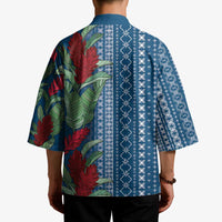 Women's Day Samoa Malu Tattoo Inspired Mix Teuila Kimono Royal Blue