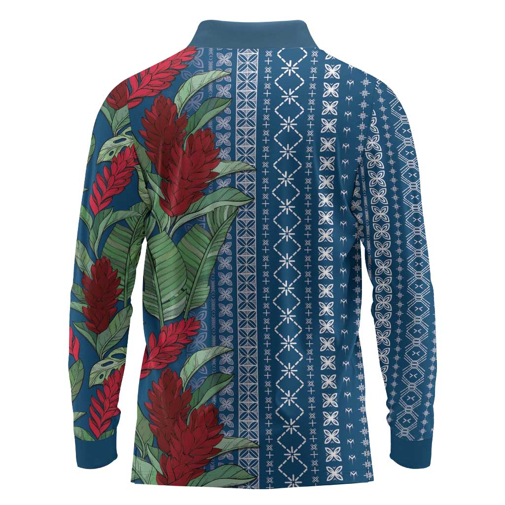 Women's Day Samoa Malu Tattoo Inspired Mix Teuila Long Sleeve Polo Shirt Royal Blue