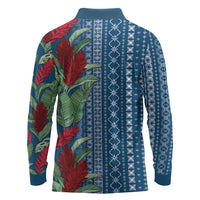 Women's Day Samoa Malu Tattoo Inspired Mix Teuila Long Sleeve Polo Shirt Royal Blue