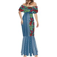 Women's Day Samoa Malu Tattoo Inspired Mix Teuila Mermaid Dress Royal Blue