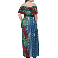 Women's Day Samoa Malu Tattoo Inspired Mix Teuila Off Shoulder Maxi Dress Royal Blue