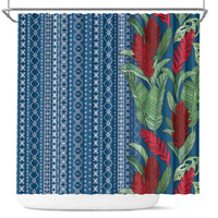 Women's Day Samoa Malu Tattoo Inspired Mix Teuila Shower Curtain Royal Blue
