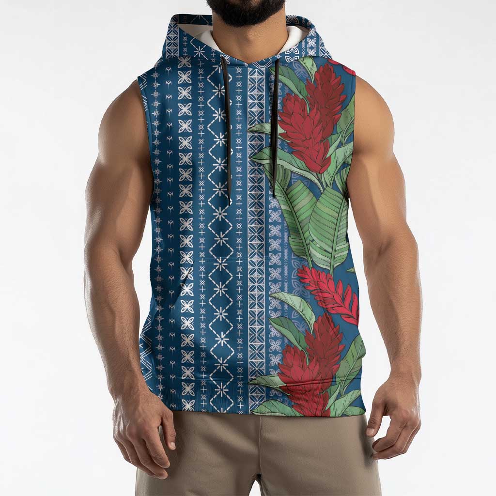 Women's Day Samoa Malu Tattoo Inspired Mix Teuila Sleeveless Hoodie Royal Blue