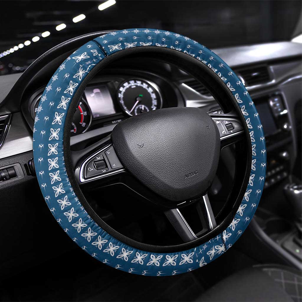 Women's Day Samoa Malu Tattoo Inspired Mix Teuila Steering Wheel Cover Royal Blue