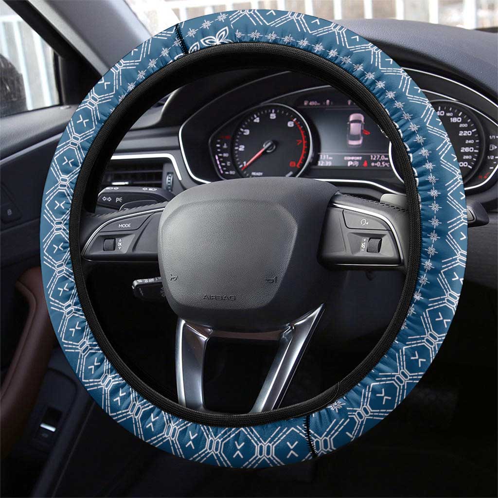 Women's Day Samoa Malu Tattoo Inspired Mix Teuila Steering Wheel Cover Royal Blue