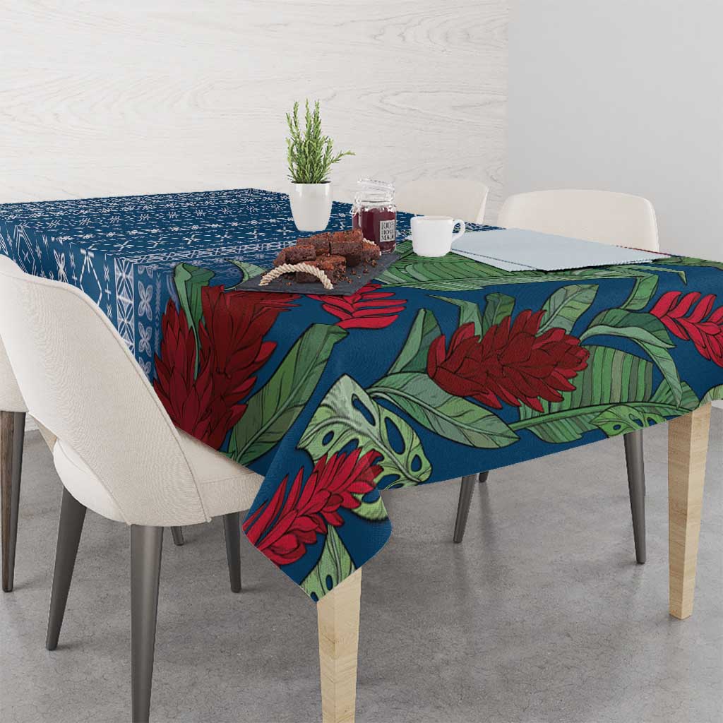 Women's Day Samoa Malu Tattoo Inspired Mix Teuila Tablecloth Royal Blue