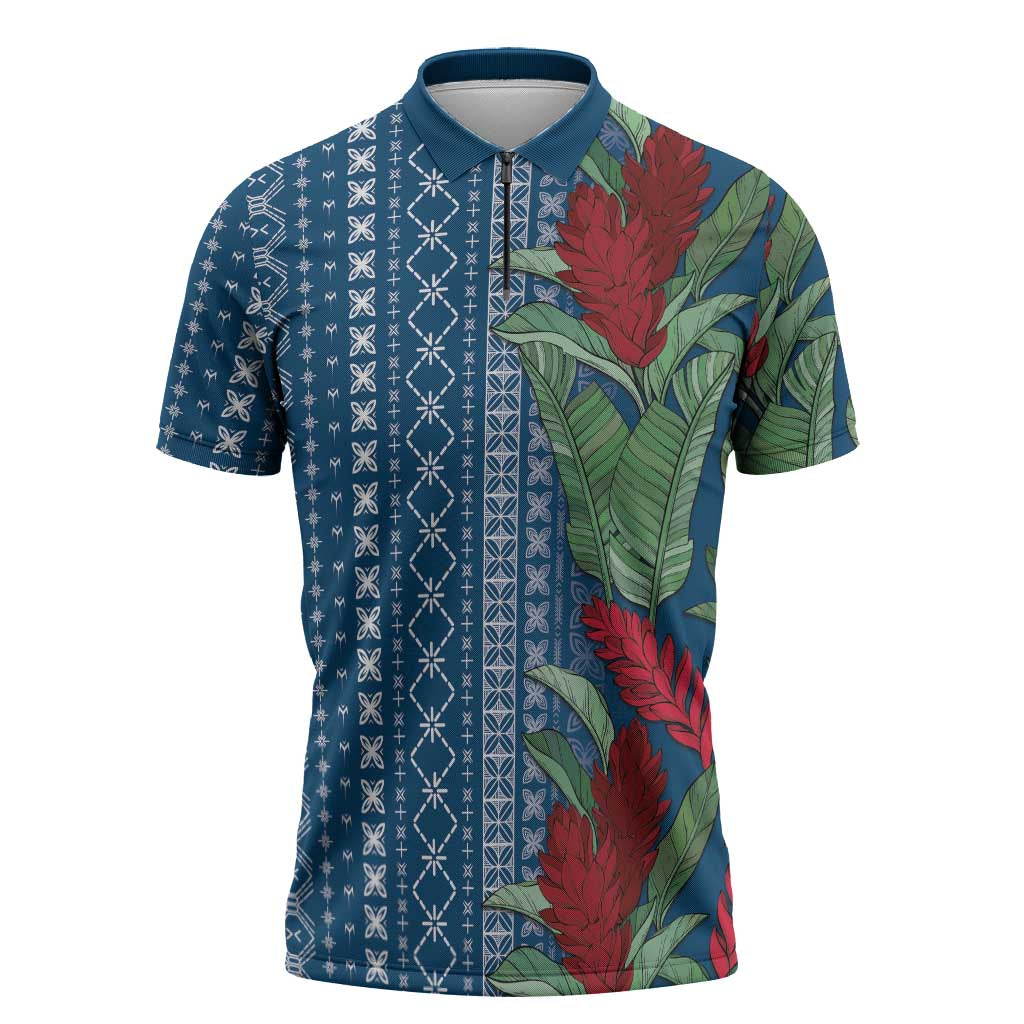 Women's Day Samoa Malu Tattoo Inspired Mix Teuila Zipper Polo Shirt Royal Blue