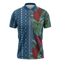 Women's Day Samoa Malu Tattoo Inspired Mix Teuila Zipper Polo Shirt Royal Blue