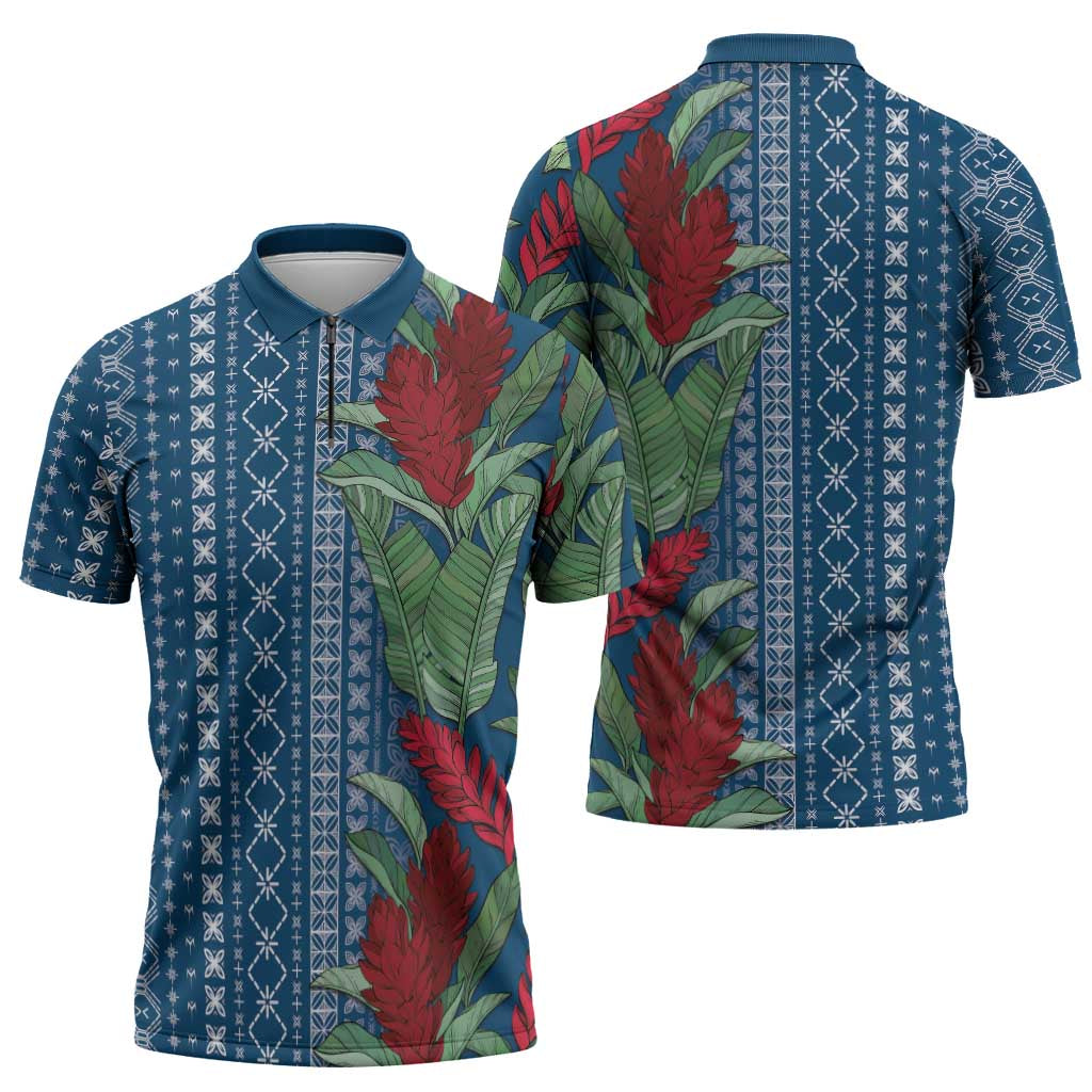 Women's Day Samoa Malu Tattoo Inspired Mix Teuila Zipper Polo Shirt Royal Blue
